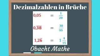 DEZIMALZAHLEN in BRÜCHE umwandeln  Kommazahlen in Brüche  schnell amp einfach erklärt  ObachtMathe [upl. by Riamo]