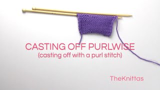 Knitting Lessons  Casting off Purlwise  Casting off with a purl stitch [upl. by Ainoda]