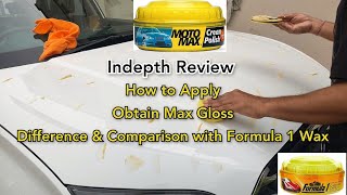 Hindi Motomax Carnauba Cream Wax How to apply to get maximum gloss comparison with Formula 1 Wax [upl. by Milford]