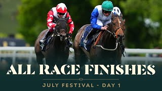 All race finishes from day 1 of the July Festival at Newmarket racecourse [upl. by Baiel]