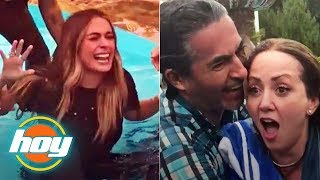 Galilea Montijo y Andrea Legarreta caen al agua helada [upl. by Elbag]