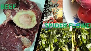 HOW I PREPARE BEEF amp SPIDER FLOWERcleome gynandra [upl. by Winnifred413]