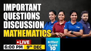 Important Questions Discussion  Mathematics  9th December 2024  600 PM Onwards [upl. by Pincus]