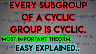 Every subgroup of a cyclic group is cyclic groupGroup Theory [upl. by Yleak606]