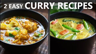 2 Easy Curry Recipes for a Vegetarian and Vegan Diet  Easy Vegan Recipes [upl. by Anilemrac106]