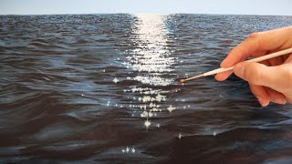 How to paint water  realistic water reflection wave painting tutorial [upl. by Lippold]