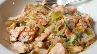 Creamy Salmon Leek Pasta  Easy Spring Seafood Pasta Sauce Recipe [upl. by Krahmer573]