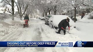 Southeast Wisconsinites rush to shovel out from storm ahead of deep freeze [upl. by Aymik136]