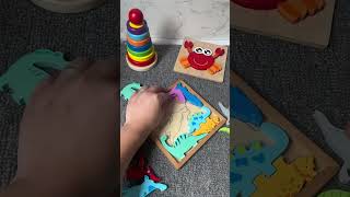 Wooden building blocks 3D puzzle dinosaur cognitive matching puzzle educational puzzle toys chil [upl. by Casper]