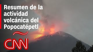 Resumen de la actividad del volcán Popocatépetl ceniza retrasos y cancelaciones de vuelos [upl. by Narhem18]