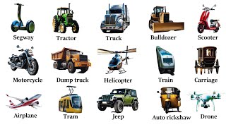 Transportations Vocabulary with Pictures Vehicle Name in English  Self Test [upl. by Alanna]