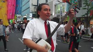 津軽三味線 Street Shamisen English teacher of Hachinohe [upl. by Ransome177]