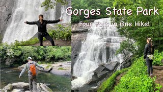 Gorges State Park  Rainbow falls and Turtleback Falls Hike  Four Waterfalls in One Hike [upl. by Raskin]