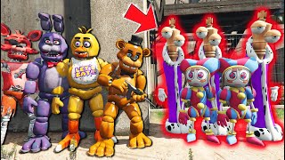 FNAF 1 MOVIE ANIMATRONICS vs THE AMAZING DIGITAL CIRICUS ARMY GTA 5 FNAF Mods [upl. by Langan]