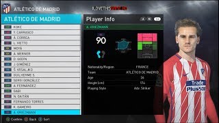 PES 2018  Atletico De Madrid Face amp Player Ratings [upl. by Anilejna]