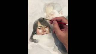 Zimou Tan  Art  How to paint watercolor portrait part I [upl. by Aholah]