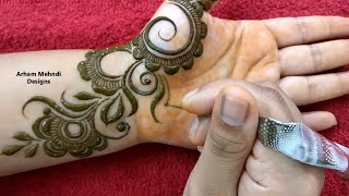 New Stylish Mehndi Design for Front Hand  Easy Simple Mehndi Design  Arham Mehndi Designs [upl. by Ahsen]