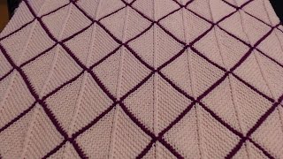 How to knit mitered squares blanket top and bottom triangles [upl. by Friedman]