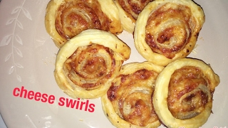 CHEESE SWIRLS CHEESE AND TOMATO PUFF PASTRY [upl. by Enelahs570]