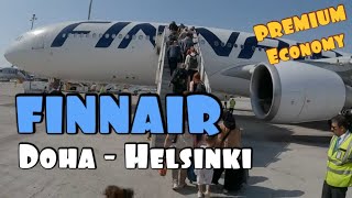 FINNAIR Doha to 🇫🇮 Helsinki PREMIUM Economy Class A330 300 unlimited drinks [upl. by Doowle]