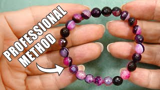 How To Make A Beaded Elastic Bracelet  No Glue Professional Method  Easy DIY jewelry tutorial [upl. by Aivatnuahs]