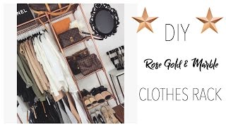 DIY ROSE GOLD amp MARBLE CLOTHES RACK ON A BUDGET  Toni Sevdalis [upl. by Arahas]