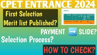 CPET FIRST SELECTION MERIT LIST PUBLISHED 2024  How to check pg merit list  Selection Process [upl. by Leatrice]