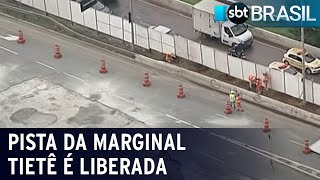 Pista central da Marginal Tietê é liberada em São Paulo  SBT Brasil 030222 [upl. by Llesram]