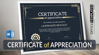 Easy way to Design Certificate of Appreciation in MS Word  Black amp Golden Theme [upl. by Ilyse]