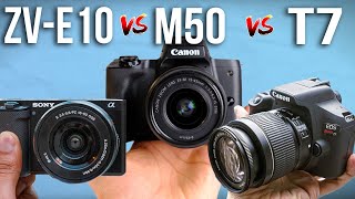 Sony ZVE10 vs Canon M50 Mark ii vs Canon T7  Which Is Better [upl. by Atolrac]