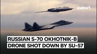 Russian Sukhoi S70 OkhotnikB Drone Shot Down by Su57 After Losing Control  InShort [upl. by Ynnig]