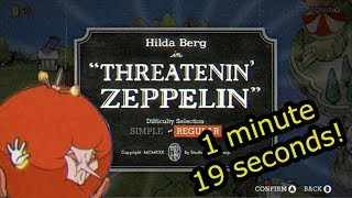 Cuphead Speedrun  Threatenin Zeppelin Regular 119 [upl. by Wolenik]