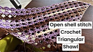 Open shell stitch crochet triangular shawl [upl. by Annoeik]