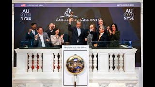 AngloGold Ashanti at the NYSE closing bell 25 September 2023 [upl. by Zannini214]