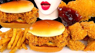 ASMR POPEYES FRIED CHICKEN SANDWICH FRIES 파파이스 치킨 샌드위치 먹방 MUKBANG EATING SOUNDS 咀嚼音  ZOEY ASMR [upl. by Lokin]