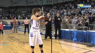 Basketball State Champion Performs National Anthem on Violin  Rae Grellner Okarche OK [upl. by Eenat727]