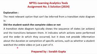 NPTELLearning Analytics Tools Assignment 5 Solution JulyOctober 2024 [upl. by Airdna386]