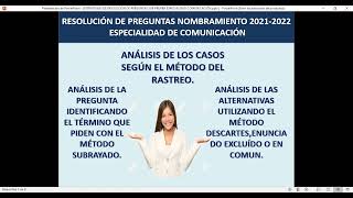 RESOLUCIÓN DE EXAMEN NOMBRAMIENTO 20212022 SUB PRUEBA ESPECIALIDAD COMUNICACIÓN [upl. by Allsopp846]