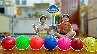 Kids Playing and Learning Colors with Basketball for Kids  Fun Sports Ball Learning [upl. by Karine206]