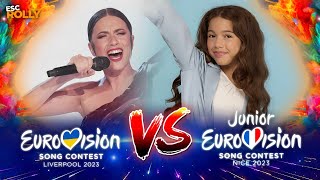 Eurovision VS Junior Eurovision 2023  BATTLE By Country [upl. by Gristede]