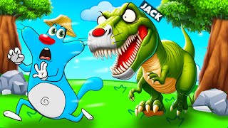 Roblox Jack Become An Dinosaur And Try To Eat Oggy [upl. by Arabele]