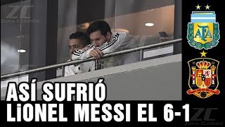 Reaccion de Messi ante España vs Argentina Goleada 61 Palco [upl. by Amsirac]