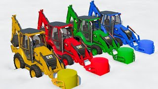 COLORS OF LOADER  CAT BACKHOE LOADERS amp TRANSPORT TRUCK IN FS22  FARMING SIMULATOR 22 [upl. by Cordova246]