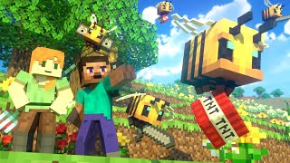 BEES FIGHT  Alex and Steve Life Minecraft Animation [upl. by Talich]