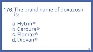 Top 200 Drugs Practice Test Question  The brand name of doxazosin is PTCB PTCE NAPLEX Test Prep [upl. by Inod]