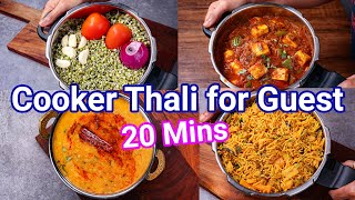 Make Thali using Pressure Cooker in 20 Mins  Paneer Curry Sprouts Sabji Dal Tadka amp Biryani Pulao [upl. by Ialda]