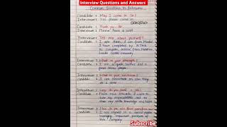 Interview Questions and answers l interview l common interview Questions and answer [upl. by Argent]