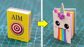 DIY Mini Unicorn notebook  how to make Mini Unicorn notebook from matchbox [upl. by Olinad216]