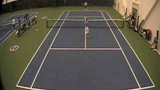 Brian Battistone Warms up with The Natural Two Handled Tennis Racket at the ATP Challenger in Champaign [upl. by Granoff170]