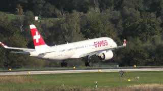 Swiss Airbus A220 landing at Zurich Airport [upl. by Haelak]